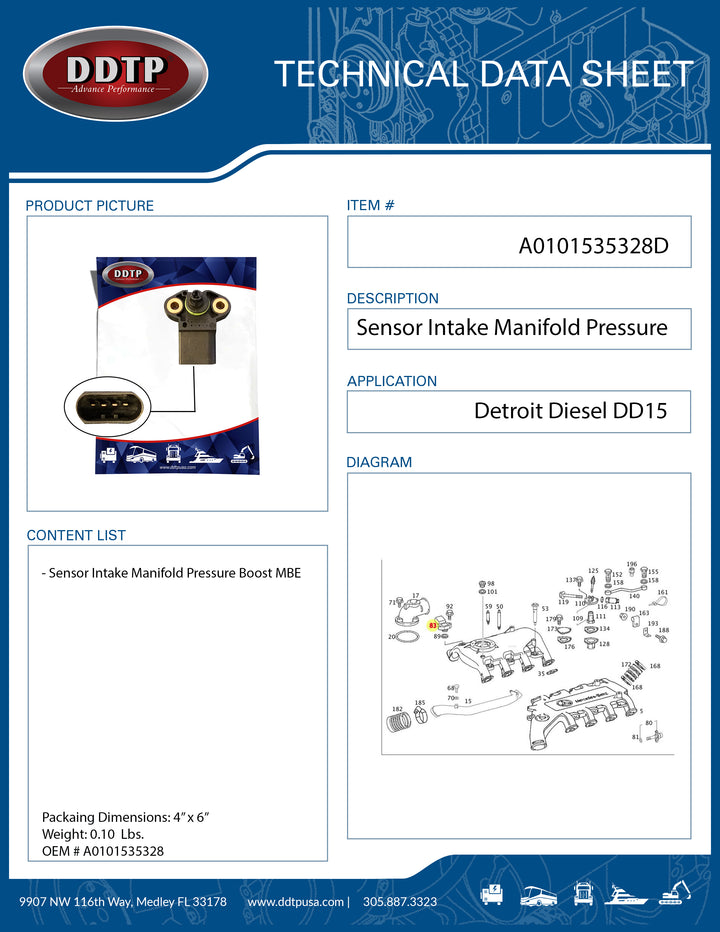 Sensor Intake Manifold Pressure Boost MBE ( A0101535328 )