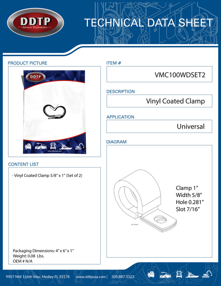 Vinyl Coated Clamp 5/8" x 1" (Set of 2)