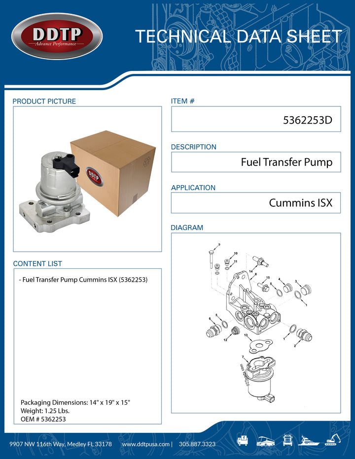 Fuel Transfer Pump Cummins ISX (5362253)