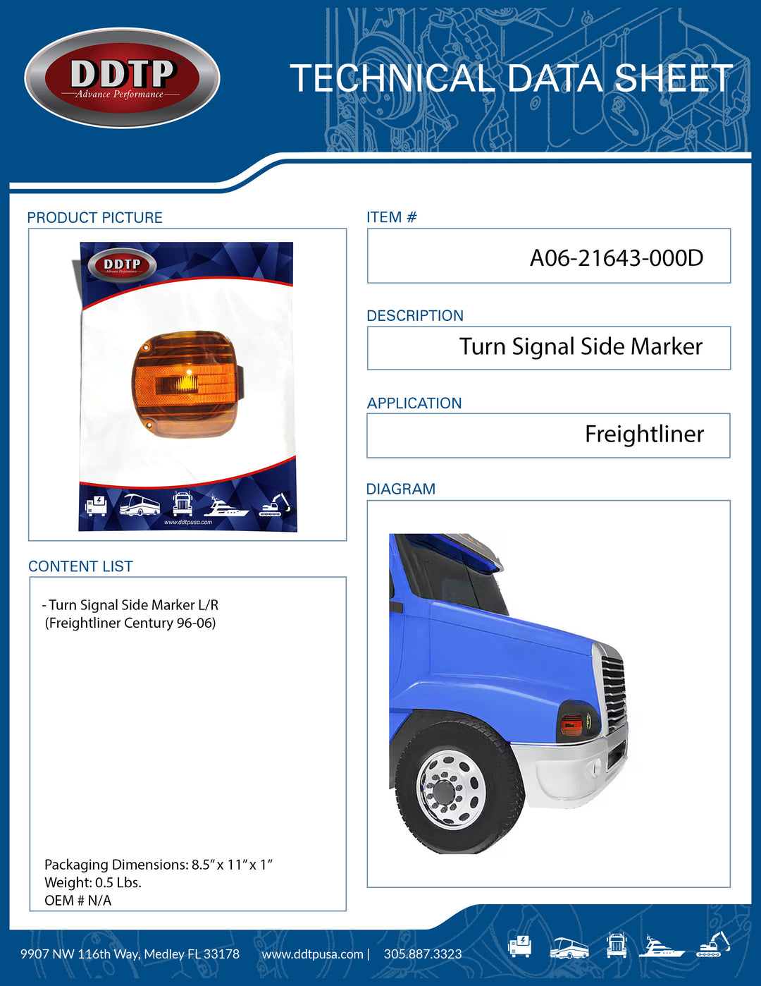 Turn Signal Side Marker L/R (Freightliner Century 96-06)