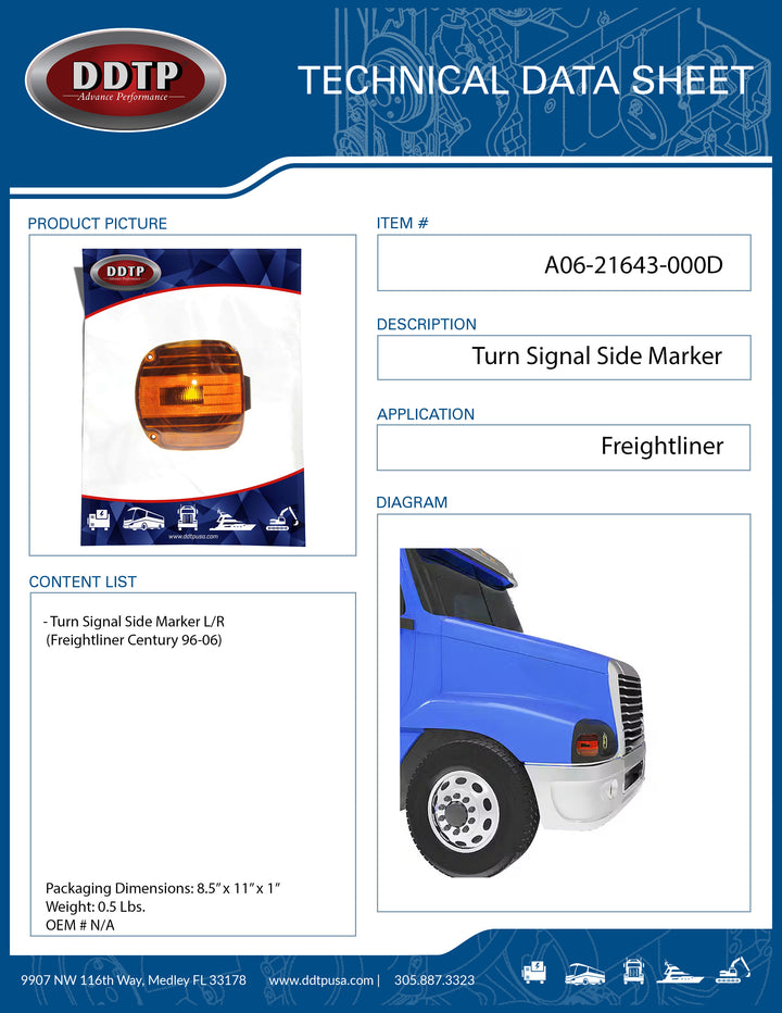 Turn Signal Side Marker L/R (Freightliner Century 96-06)