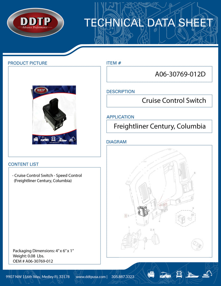 Cruise Control Switch (Freightliner Century, Columbia 01-11)