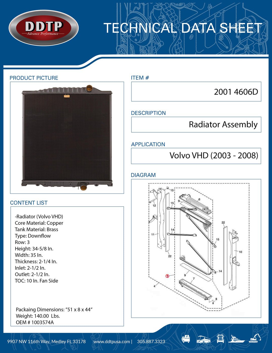 Radiator Volvo VHD 2003 - 2008 (1003574A)