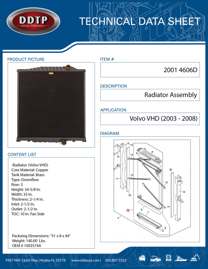 Radiator Volvo VHD 2003 - 2008 (1003574A)