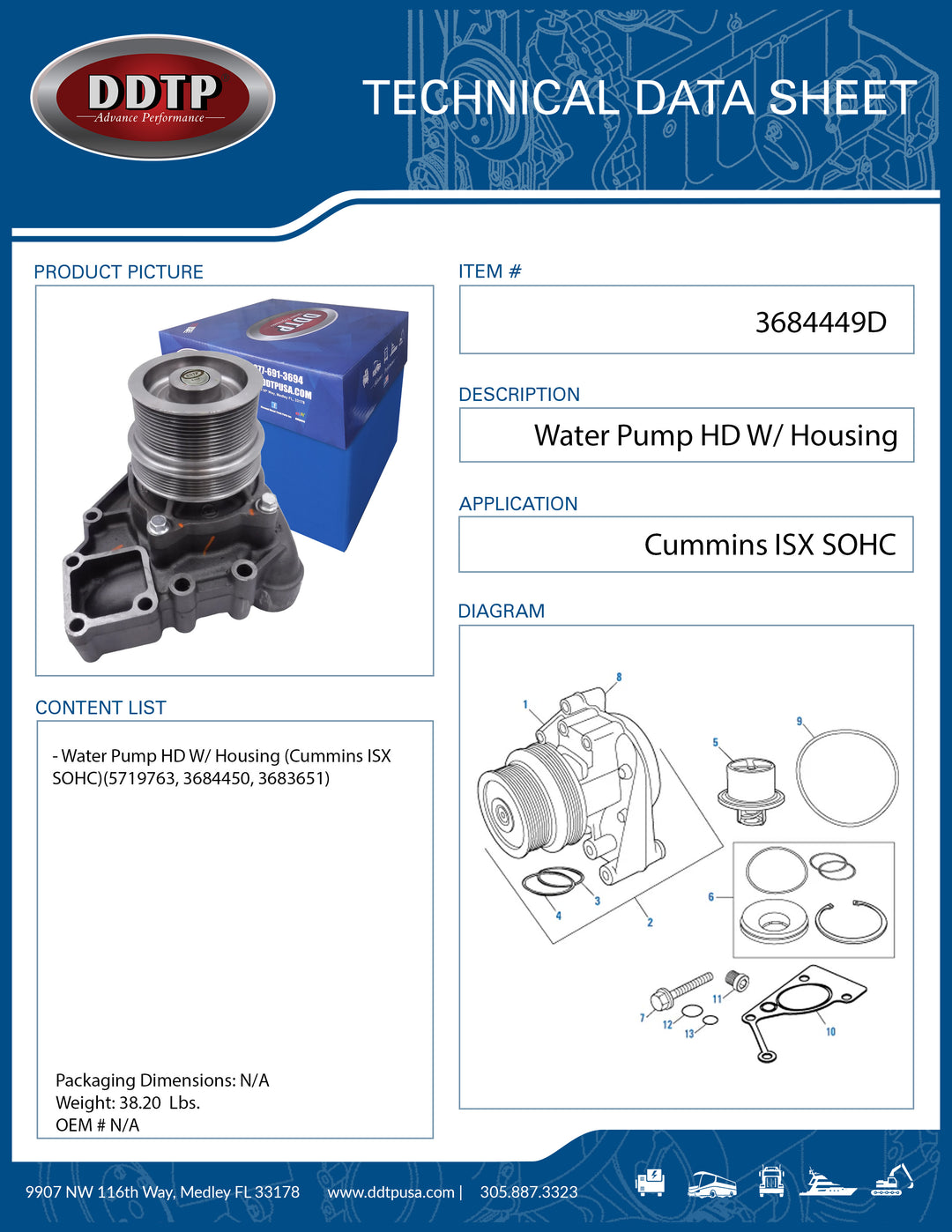 Water Pump HD W/ Housing (3684449)