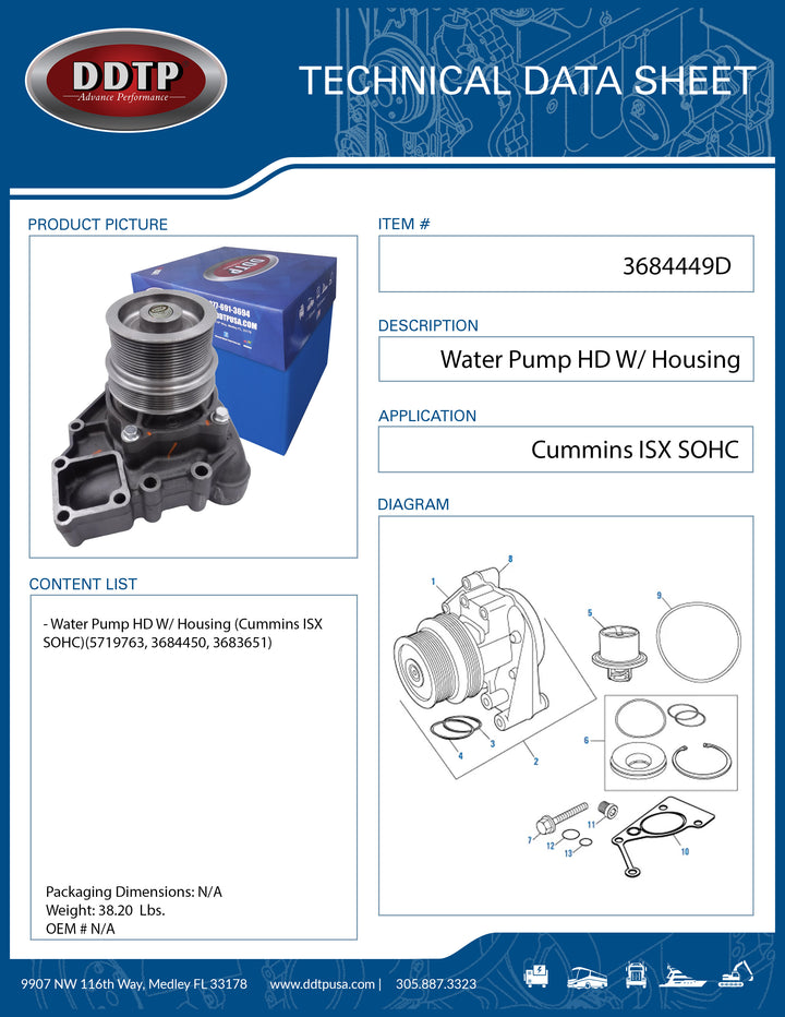 Water Pump HD W/ Housing (3684449)