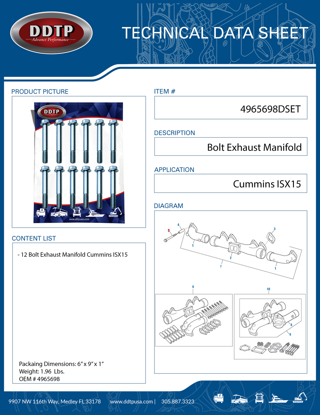 Bolt Exhaust Manifold Cummins ISX15