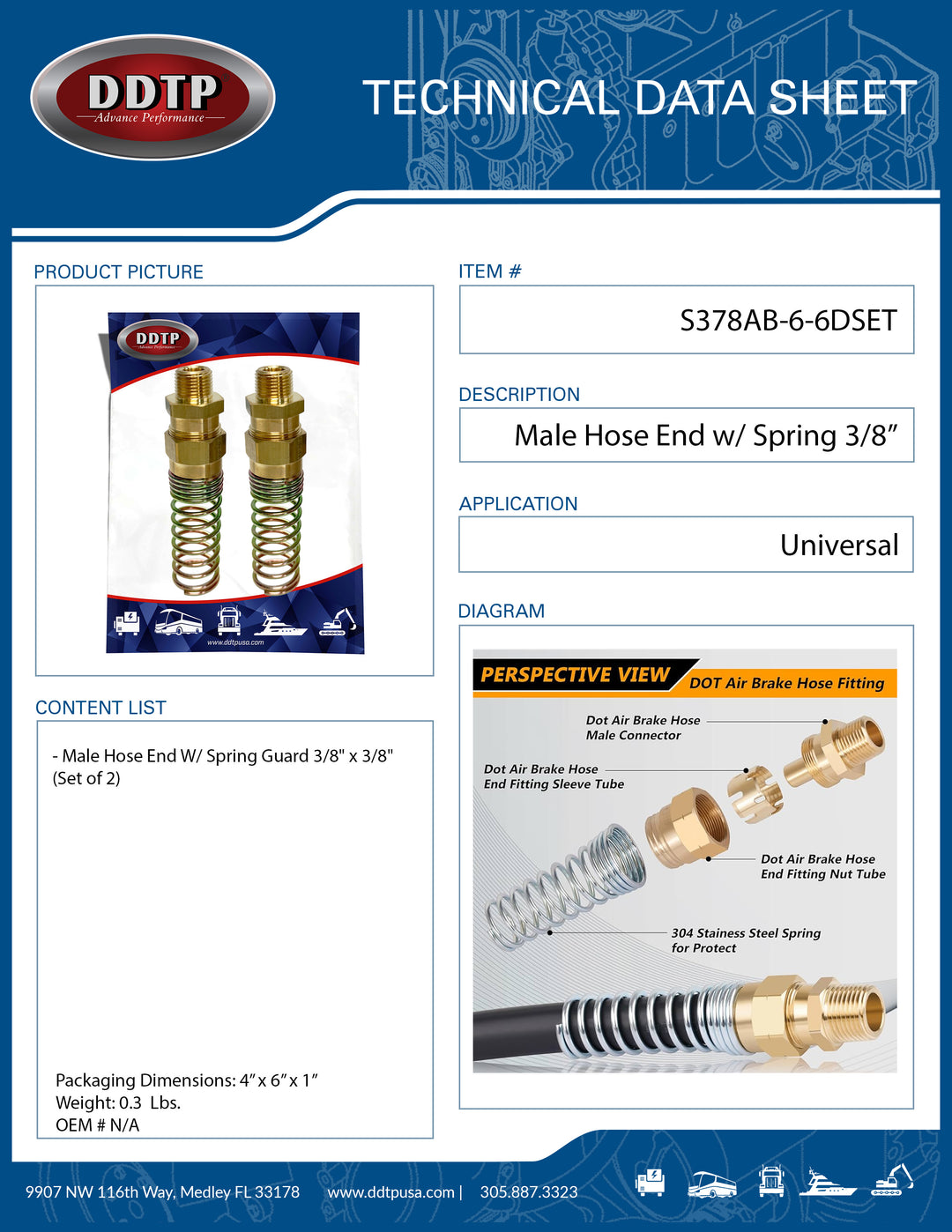 Male Hose End W/ Spring Guard 3/8" x 3/8" (Set of 2)