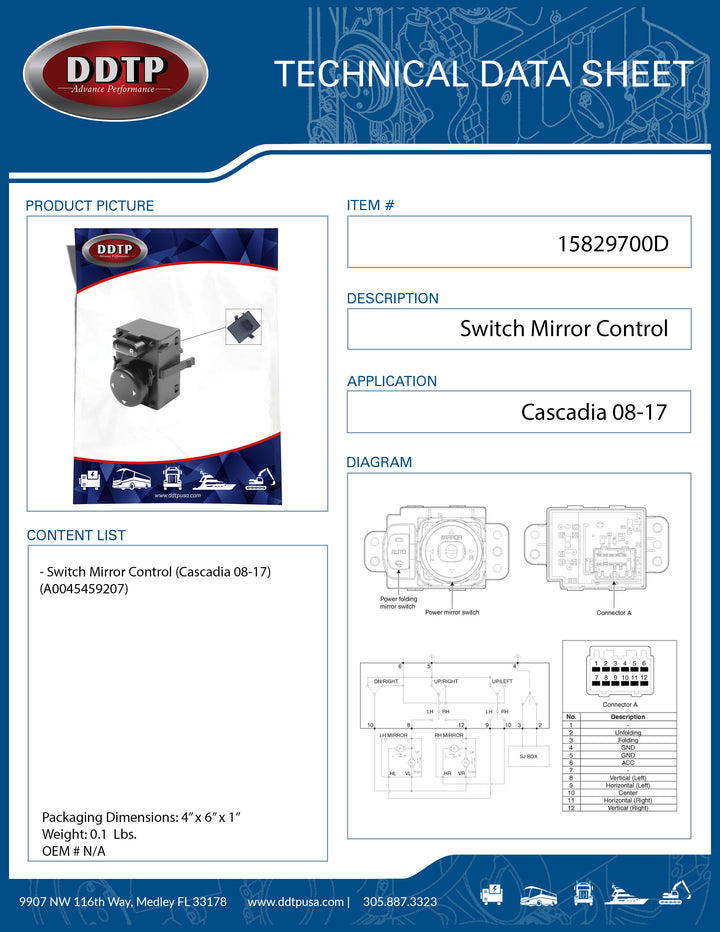 Switch Mirror Control (Cascadia 08-17)(A0045459207)