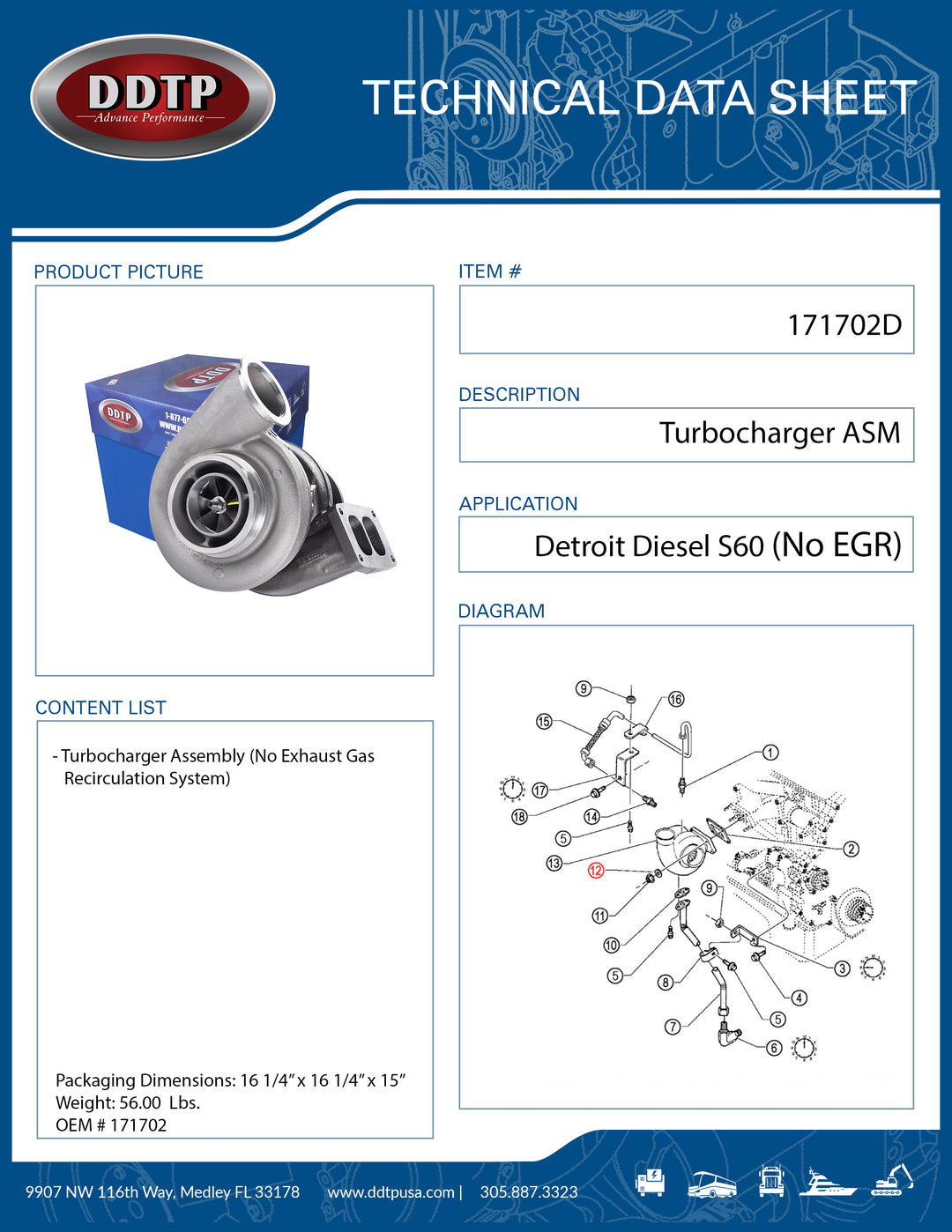 Turbocharger ASM S60 (23515635, HD8588) (410-550 HP)