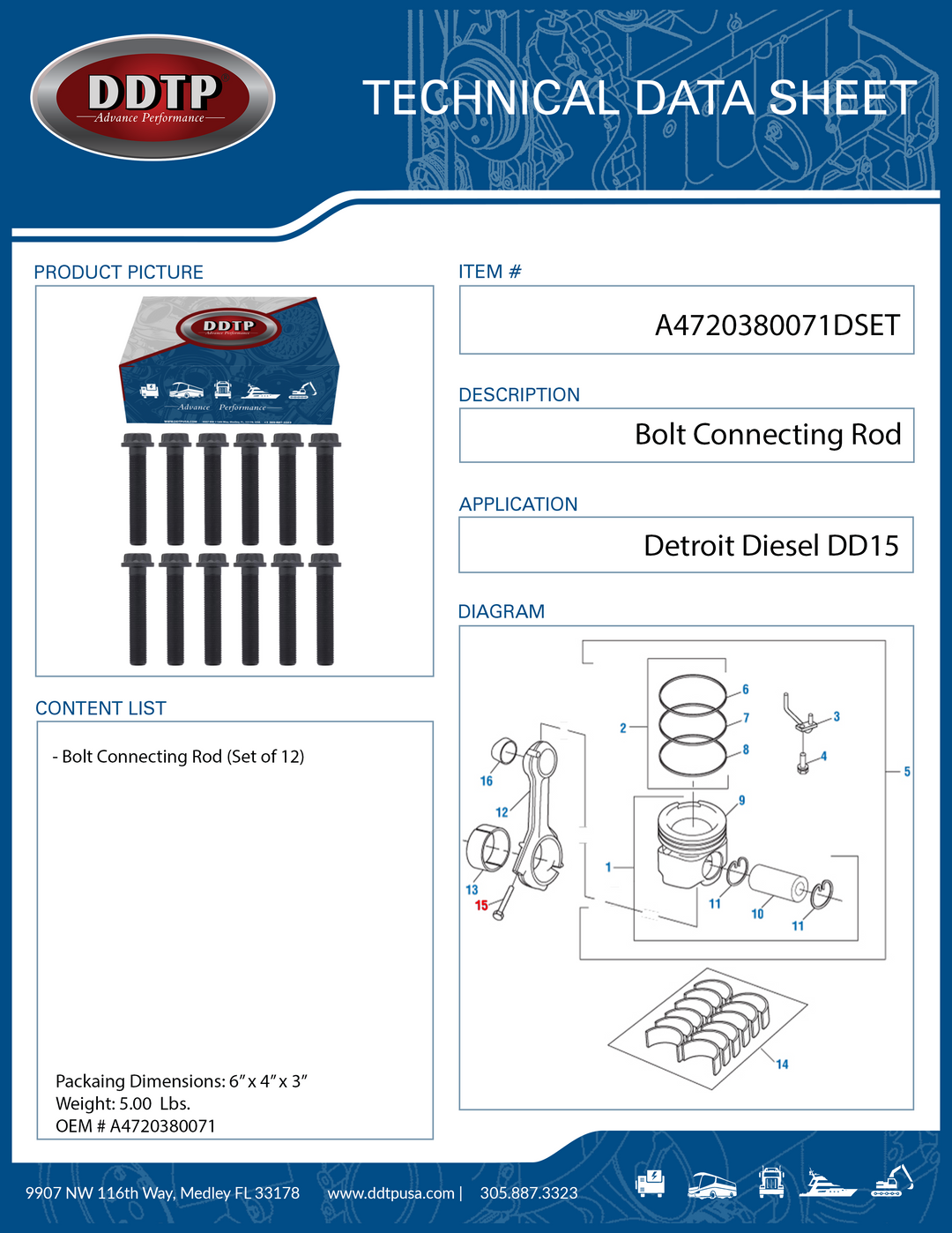 Biela de perno (juego de 12) (A4720380071)