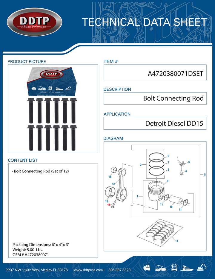 Biela de perno (juego de 12) (A4720380071)