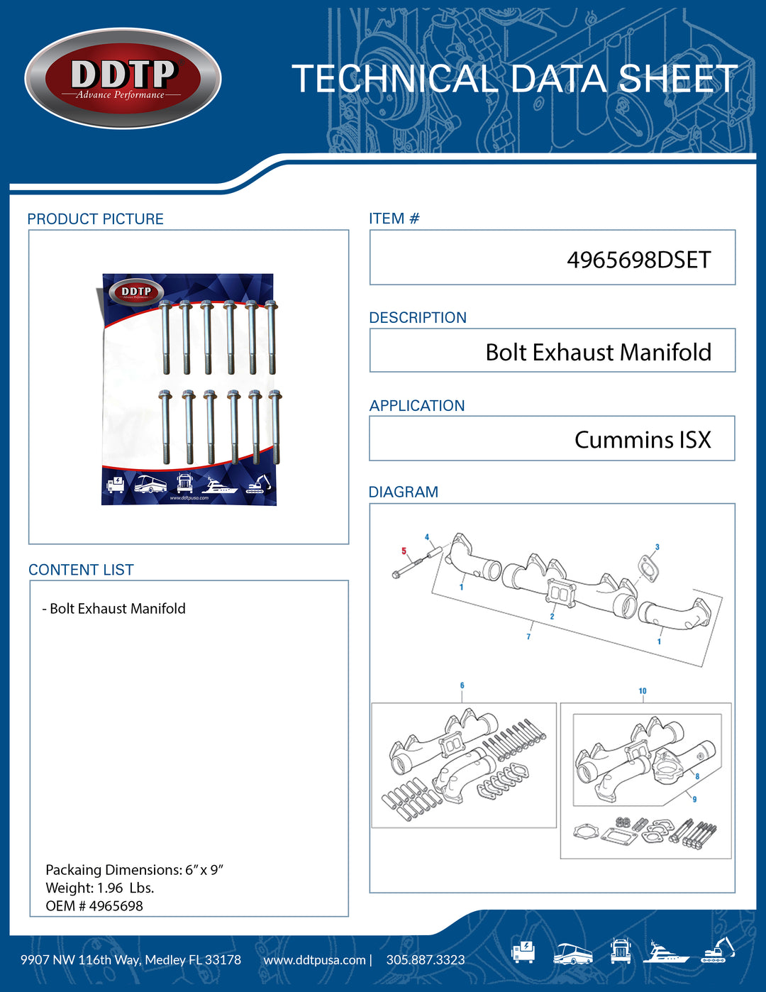 Bolt Exhaust Manifold Cummins ISX (4965698)