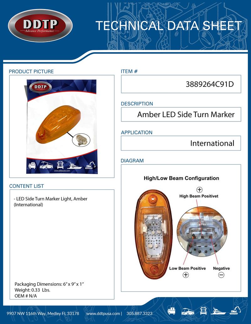 Amber LED Side Turn Marker Light (International)