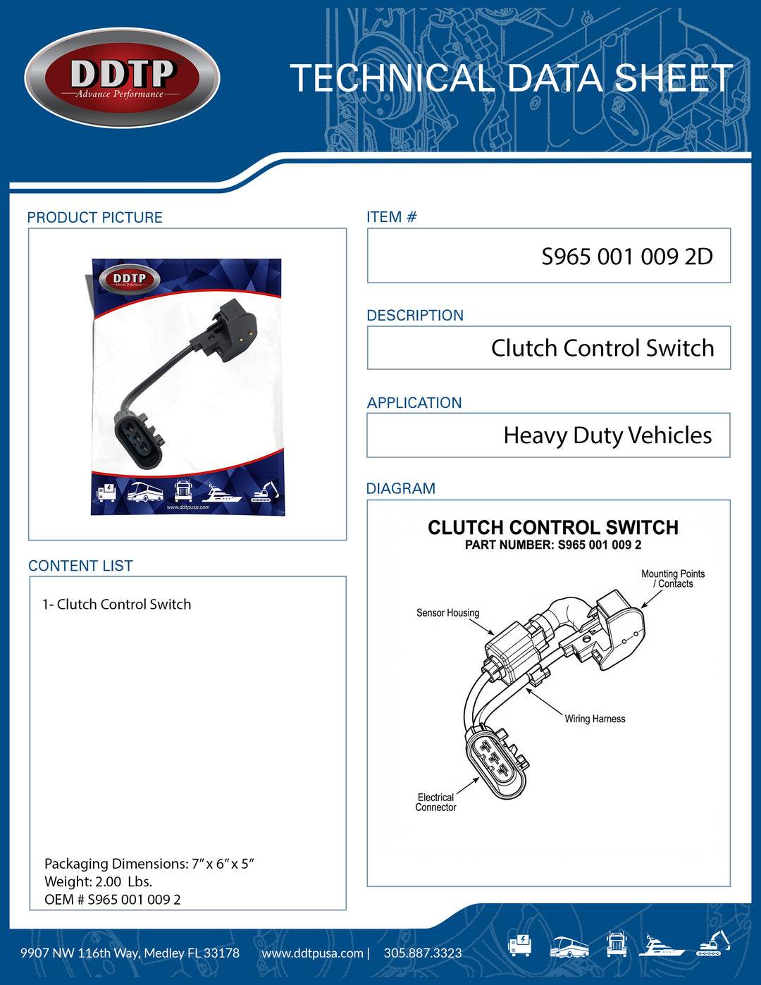 Clutch Control Switch (S965 001 009 2)