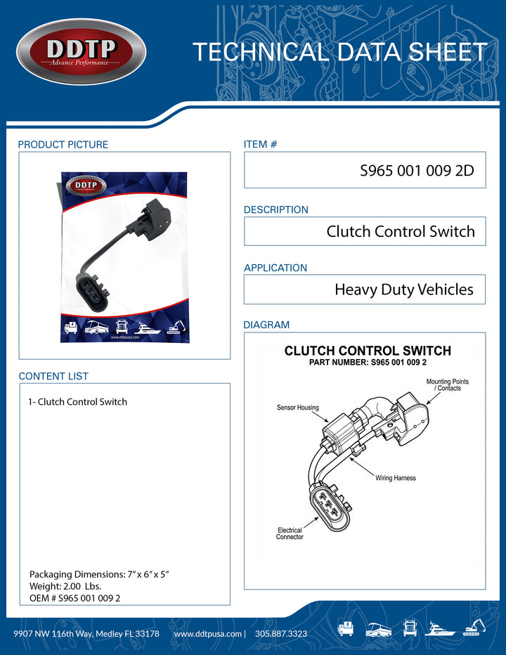 Clutch Control Switch (S965 001 009 2)