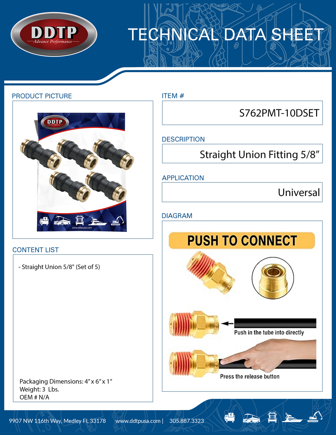 Accesorio de unión de tubo a presión negro de 5/8" de diámetro exterior (juego de 5)