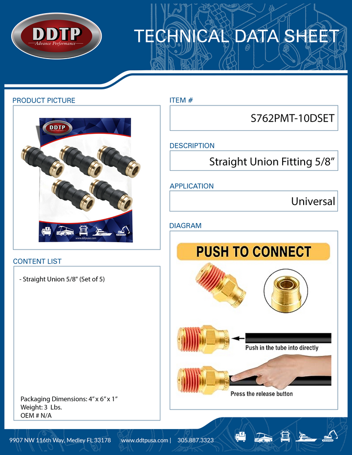 Accesorio de unión de tubo a presión negro de 5/8" de diámetro exterior (juego de 5)