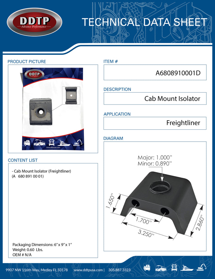 Cab Mount Isolator (Freightliner)(A   680 891 00 01)