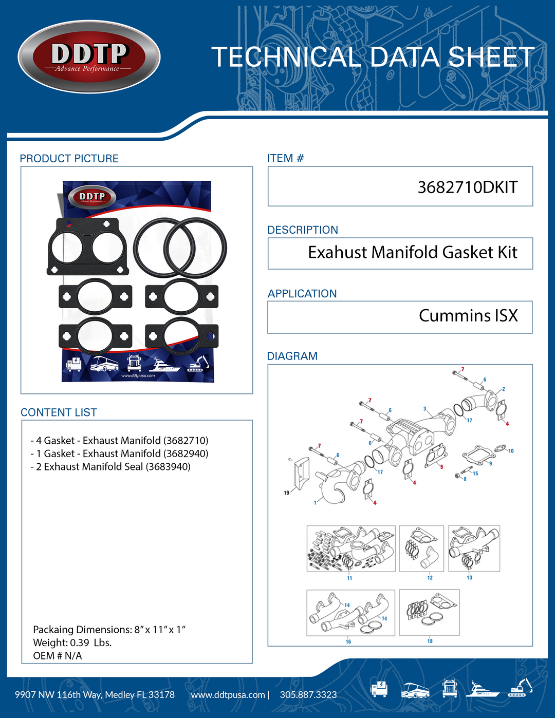 Exhaust Manifold Gasket Kit Cummins ISX15