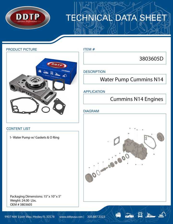Water Pump Cummins N14 (3803605)