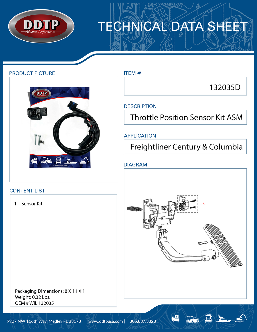 Throttle Position Sensor Kit DDC Engine ( WIL 132035 )