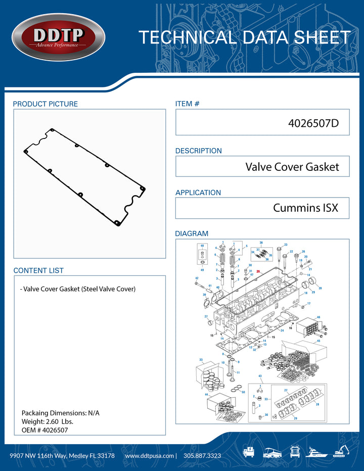 Valve Cover Gasket Cummins ISX (4026507)