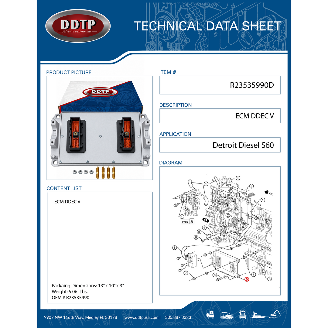 Reman ECM DDEC V Detroit Diesel S60 12.7L & 14L (Blank)