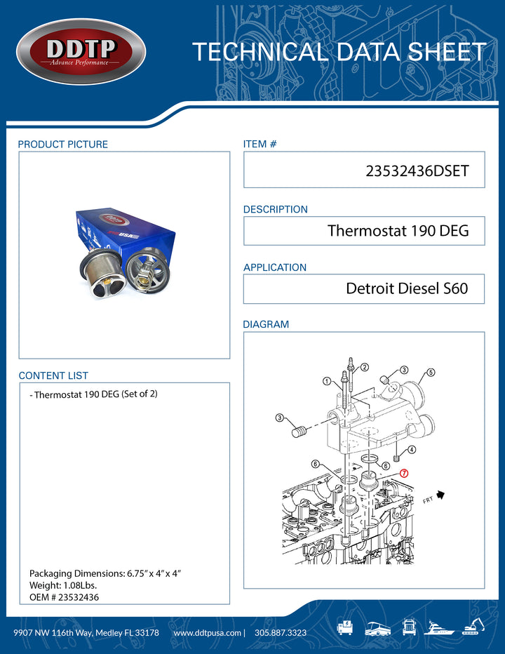 Thermostat 190 DEG (2 Pcs Set) S60