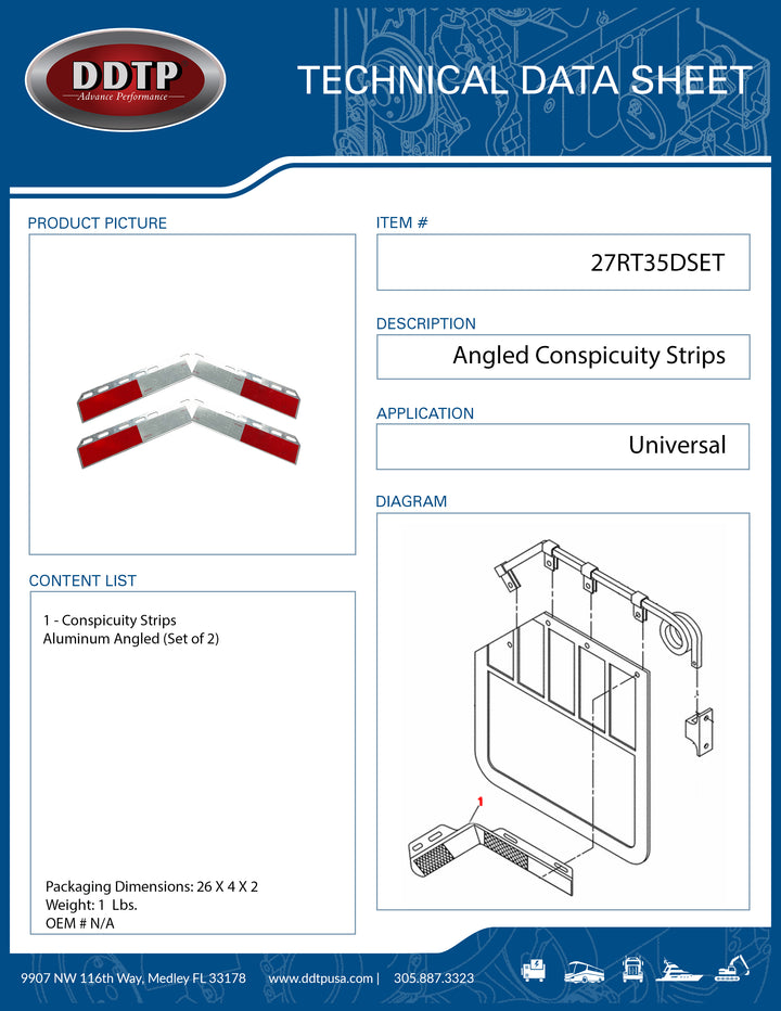 Conspicuity Strips Aluminum Angled (Set of 2)