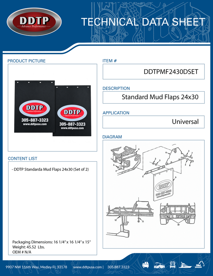 DDTP Standard Mud Flaps 24" x 30" Set of 2