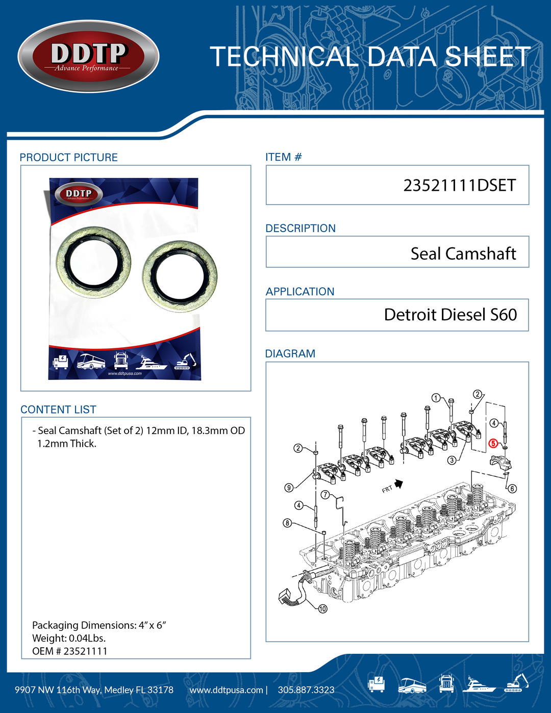 Seal Camshaft S60 Set of 2 (23521111)