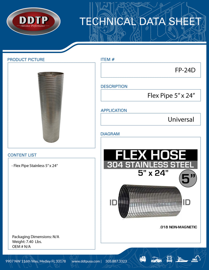 Flex Pipe Stainless 5" x 24"