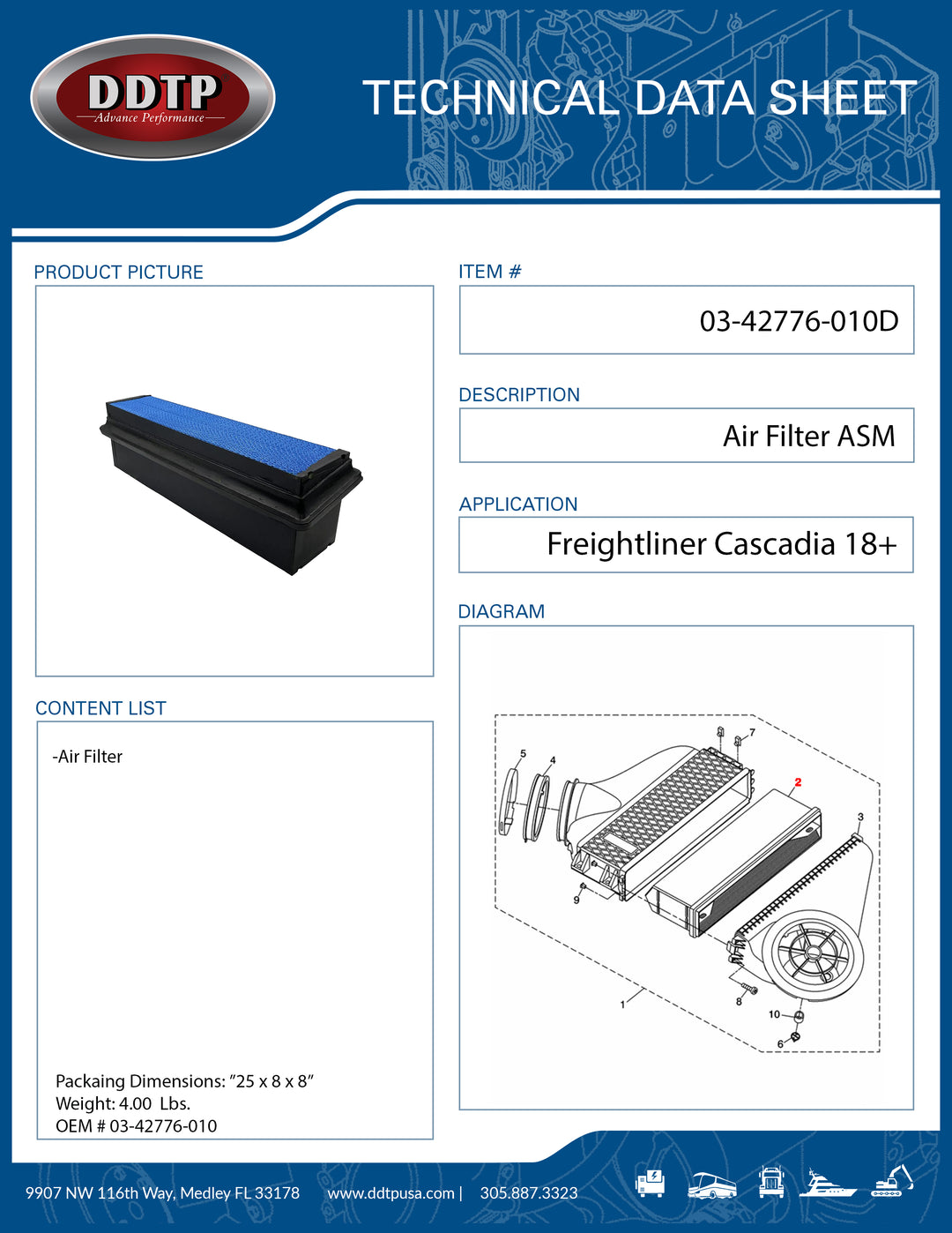 Air Filter ASM Cascadia 18+ (P628541)