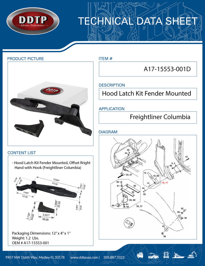 Hood Latch Kit (Freightliner Columbia)