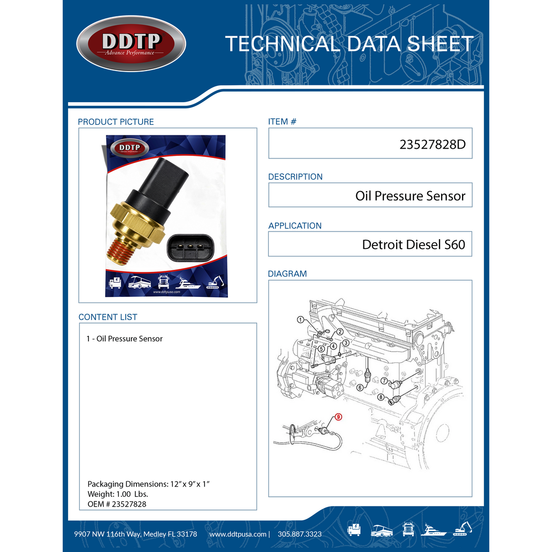 Oil Pressure Sensor Detroit Diesel S60