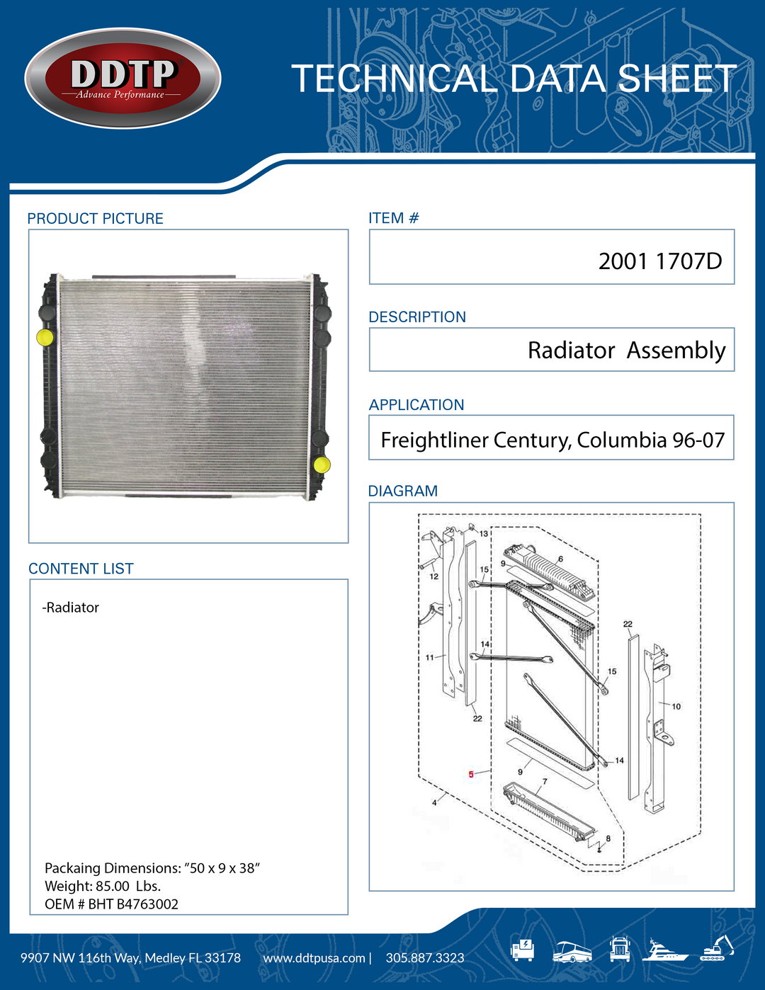 Radiator Century, Columbia 96-07( BHT B4763002, 376761581 )