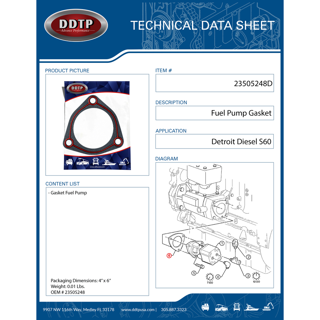 Fuel Pump Gasket Detroit Diesel S60