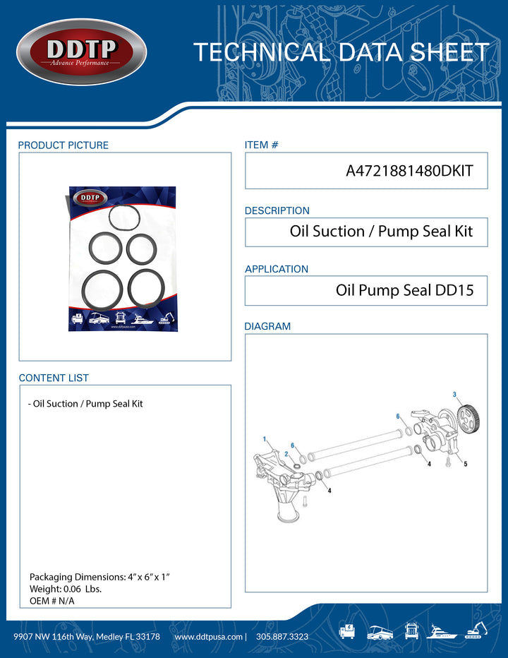 Oil Suction / Pump Seal Kit (DD15)