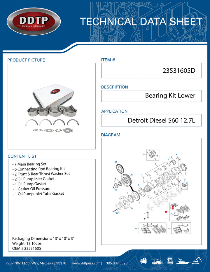 Wide Bearing Kit Lower S60 12.7L Non EGR ( 23531605 )