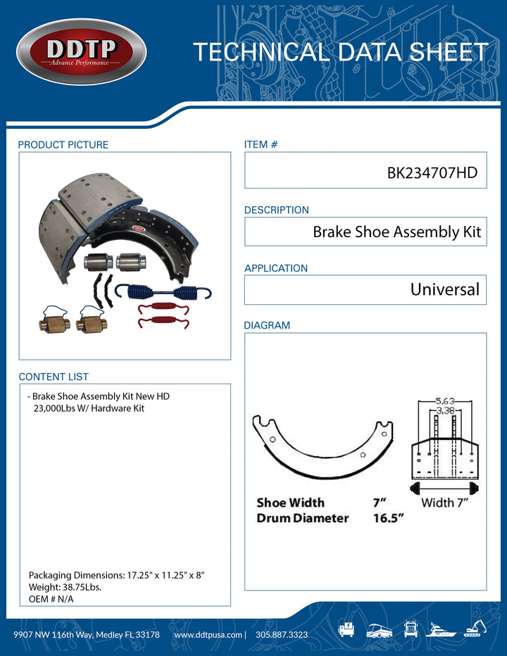Brake Shoe Assembly Kit With Hardware Kit (4707Q)