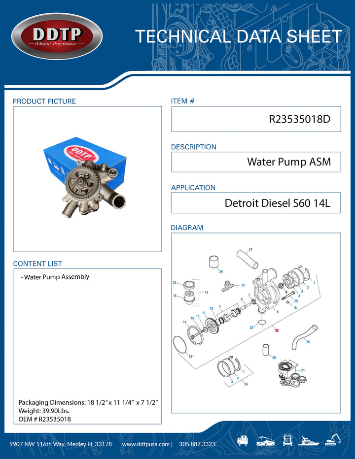 Water Pump ASM S60 14L (R23535018)