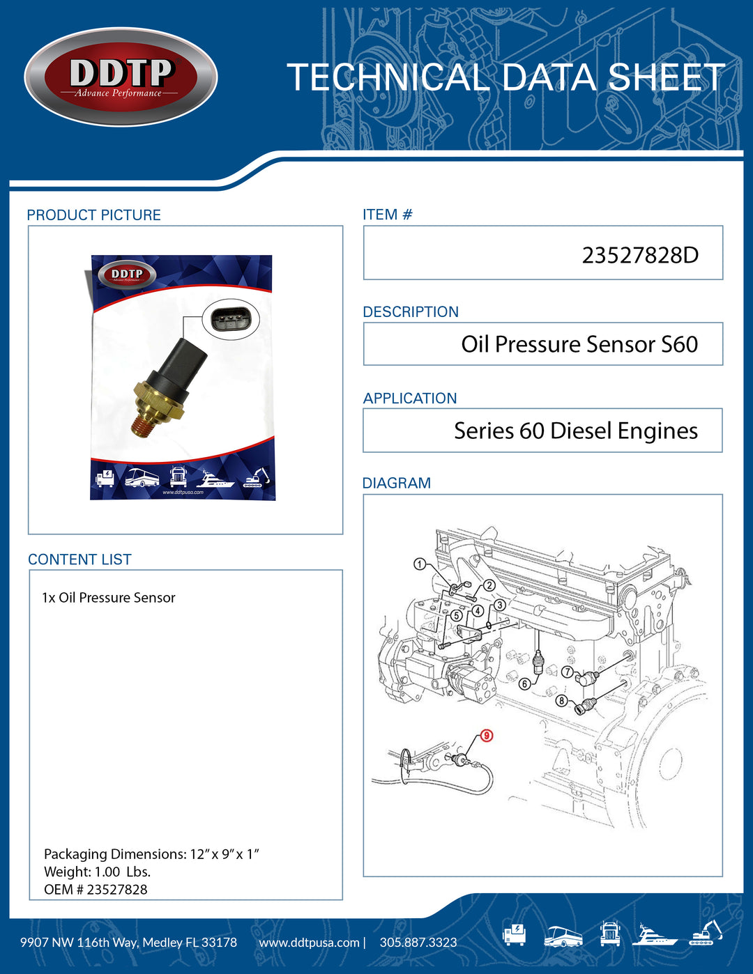 Oil Pressure Sensor S60 (23527828)