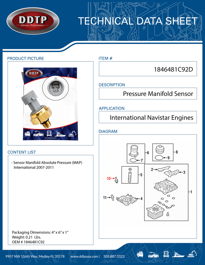 Sensor Manifold Absolute Pressure (MAP) International Navistar 2007-2011