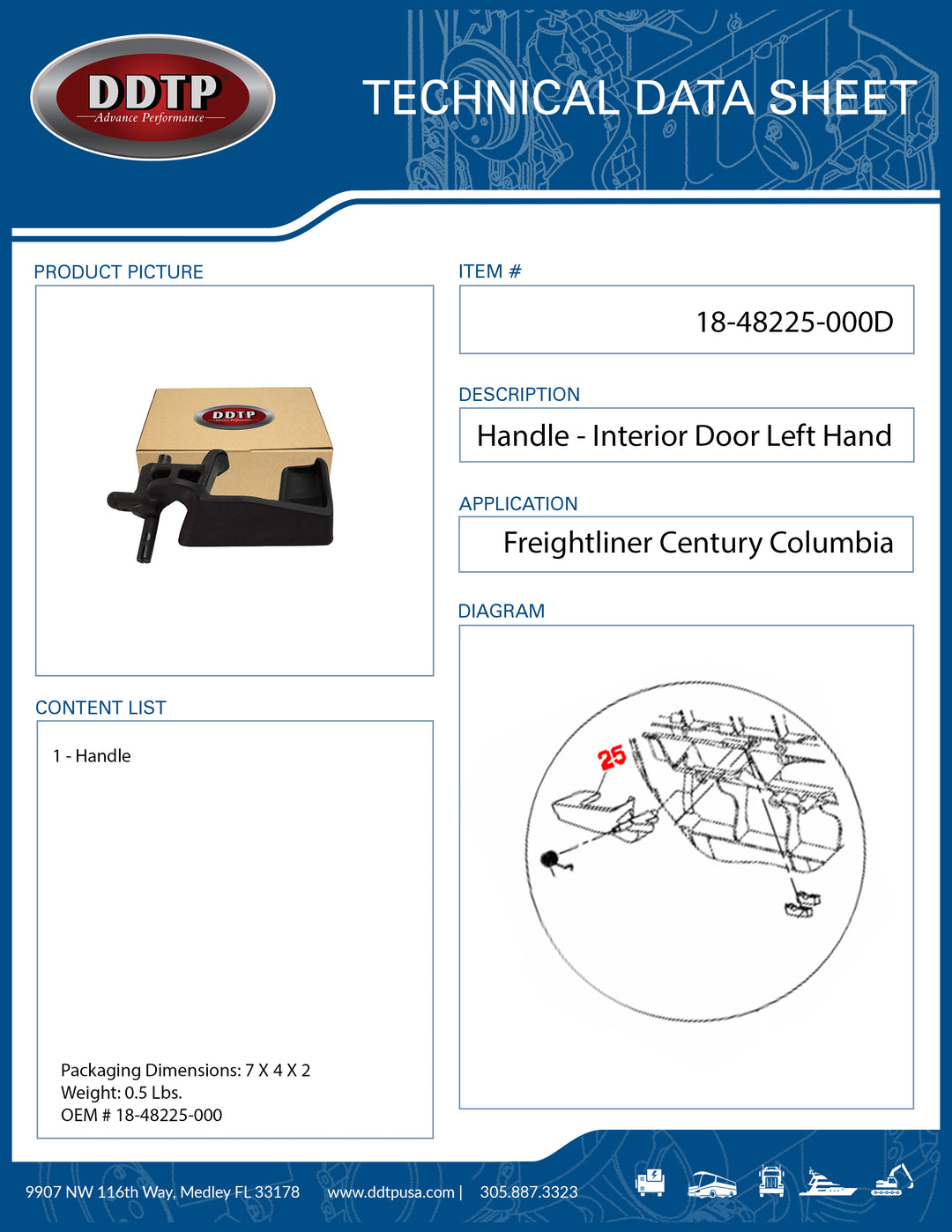 Handle - Interior Door LH Freightliner Century Columbia ( 18-48225-000 )