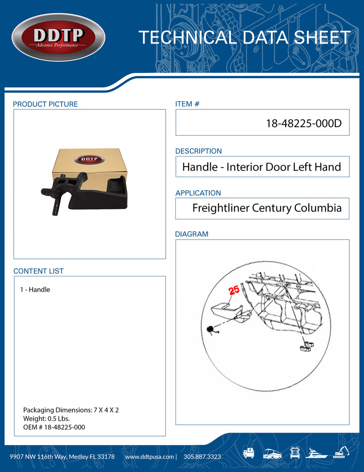 Handle - Interior Door LH Freightliner Century Columbia ( 18-48225-000 )