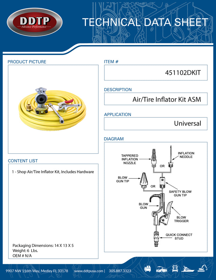 Air/Tire Inflator Kit , Includes Hardware ( 451102DKIT )