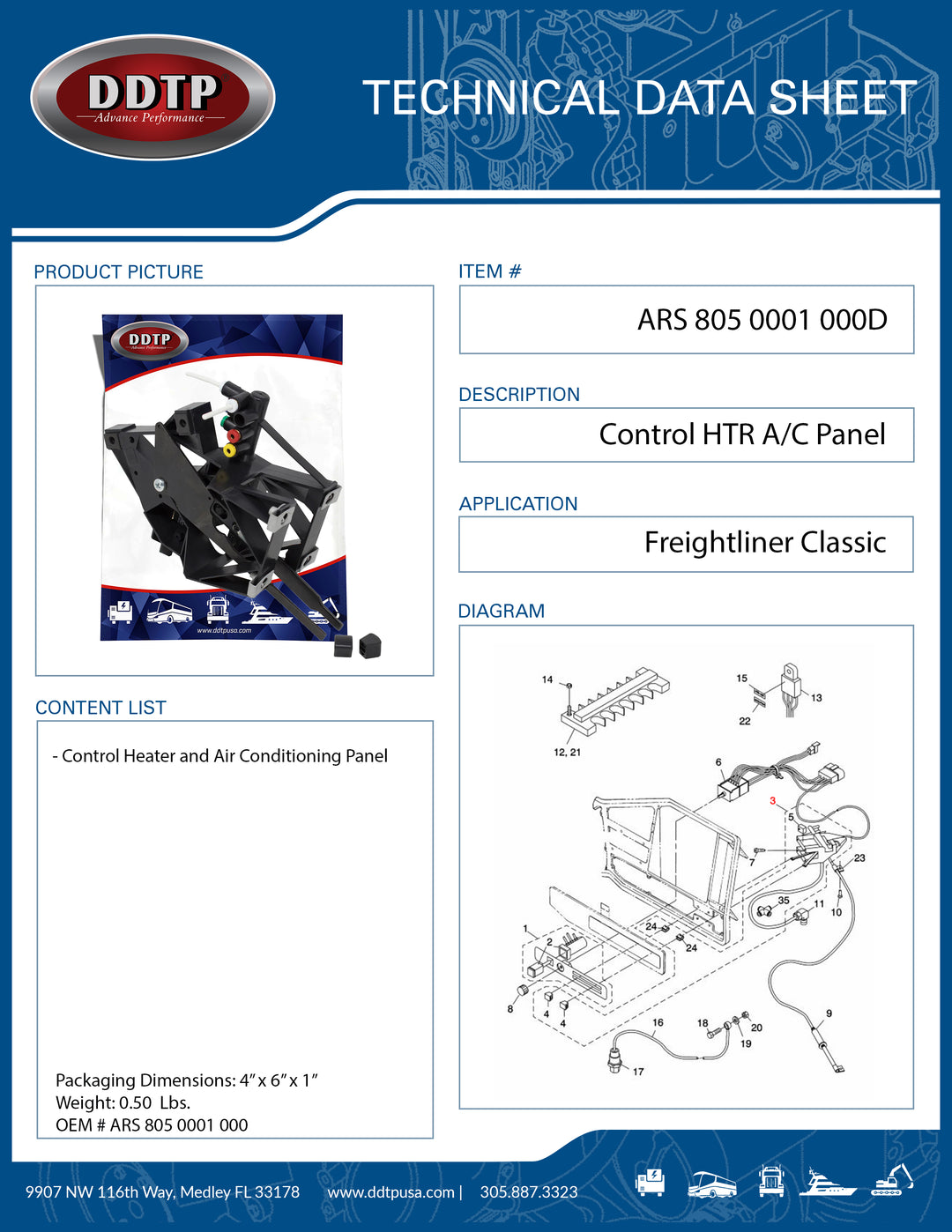 Freightliner Classic Control Heater and Air Conditioning Panel