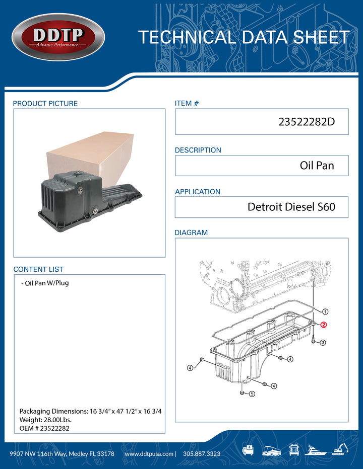 Oil Pan ASM W/ Plug S60 ( 23522282 )