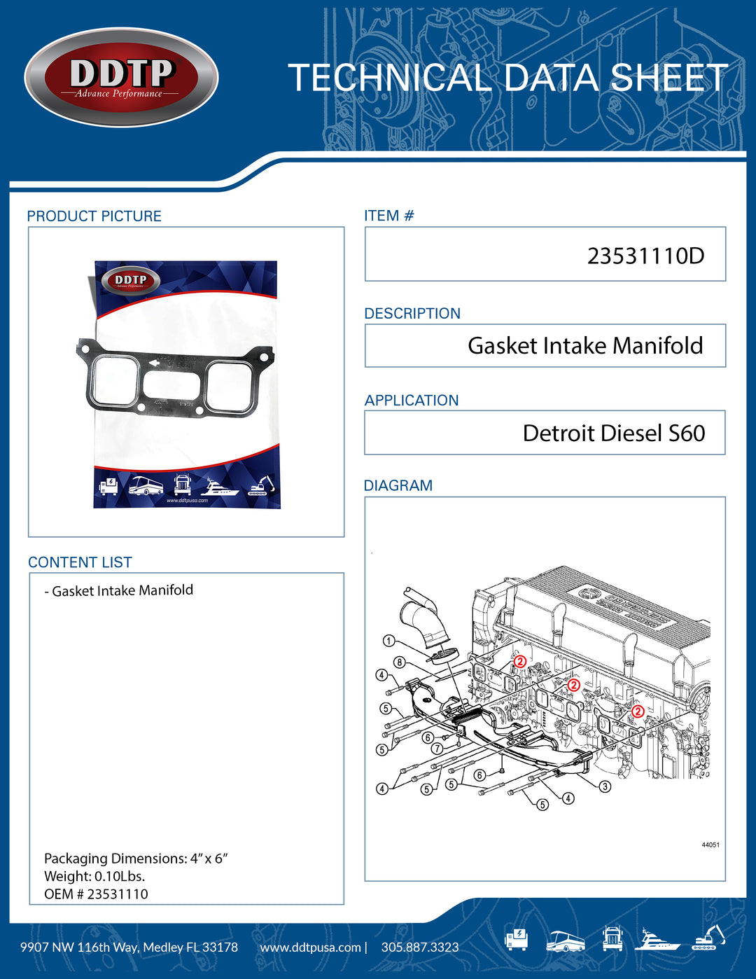 Gasket Intake Manifold Detroit Diesel S60 ( 23531110 )